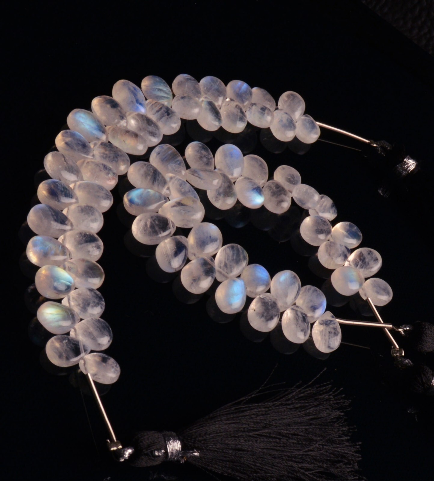 Blue Fire Rainbow Moonstone 9×7 mm Size Pear Beads 5″ Strand