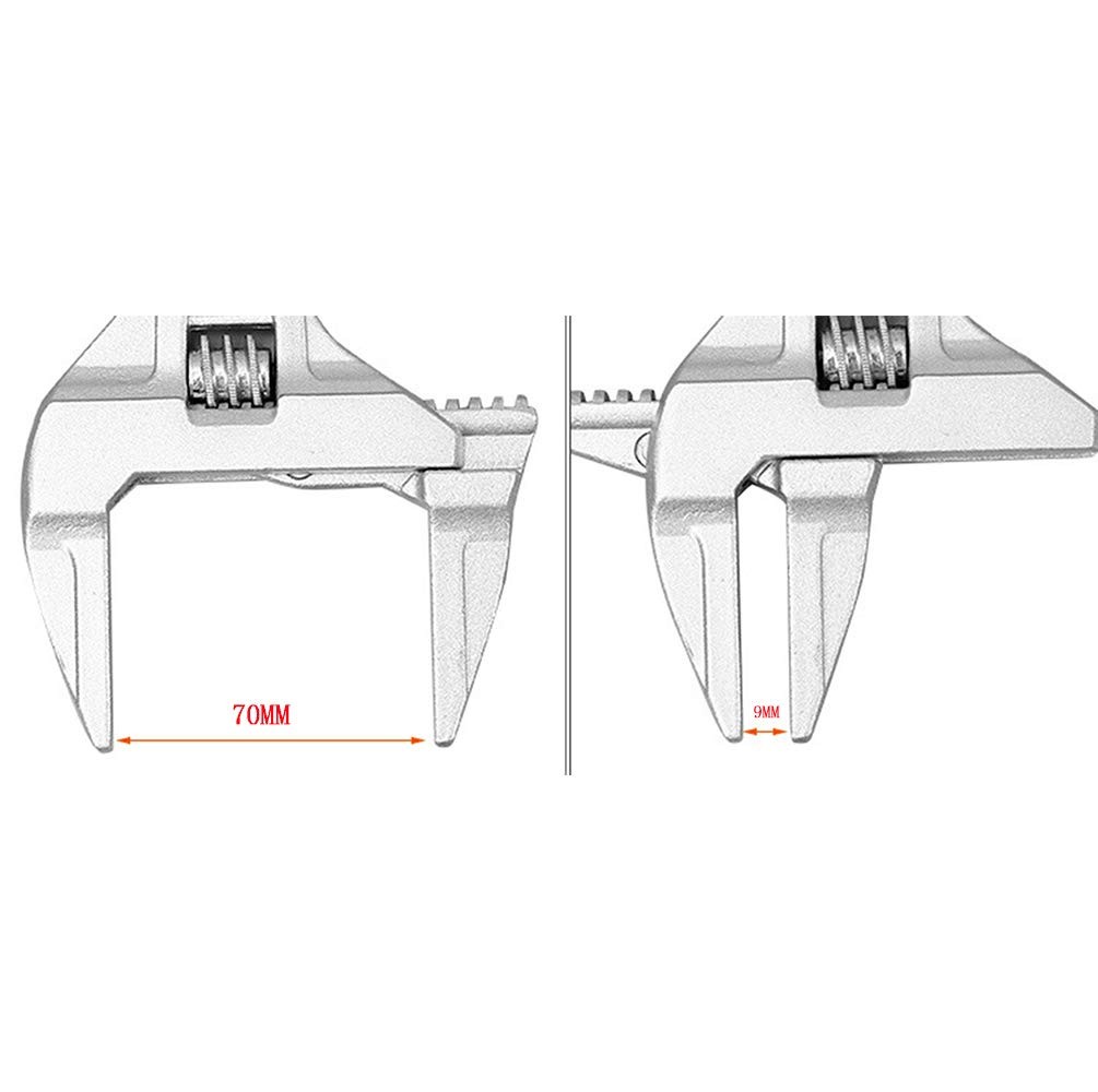 Sehfupoye 8 Inch Adjustable Wrench Aluminum Alloy Jig Saw 16-68mm, Silver