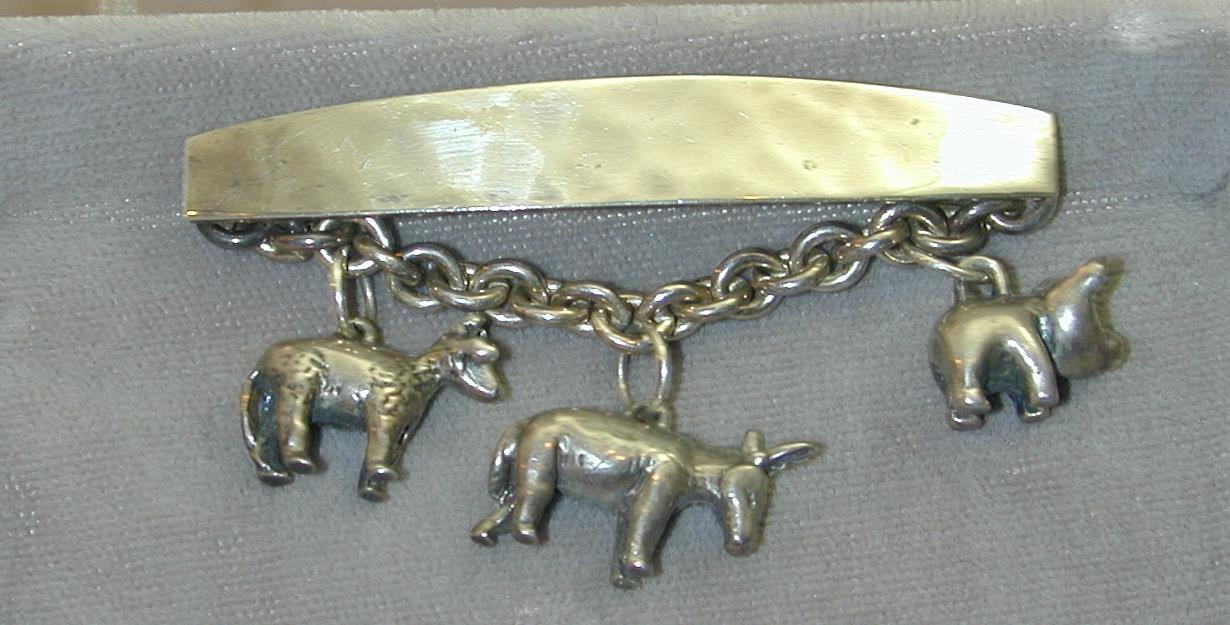 Susan Cummings Sterling Farm Animal Pin Brooch ESTATE Piece