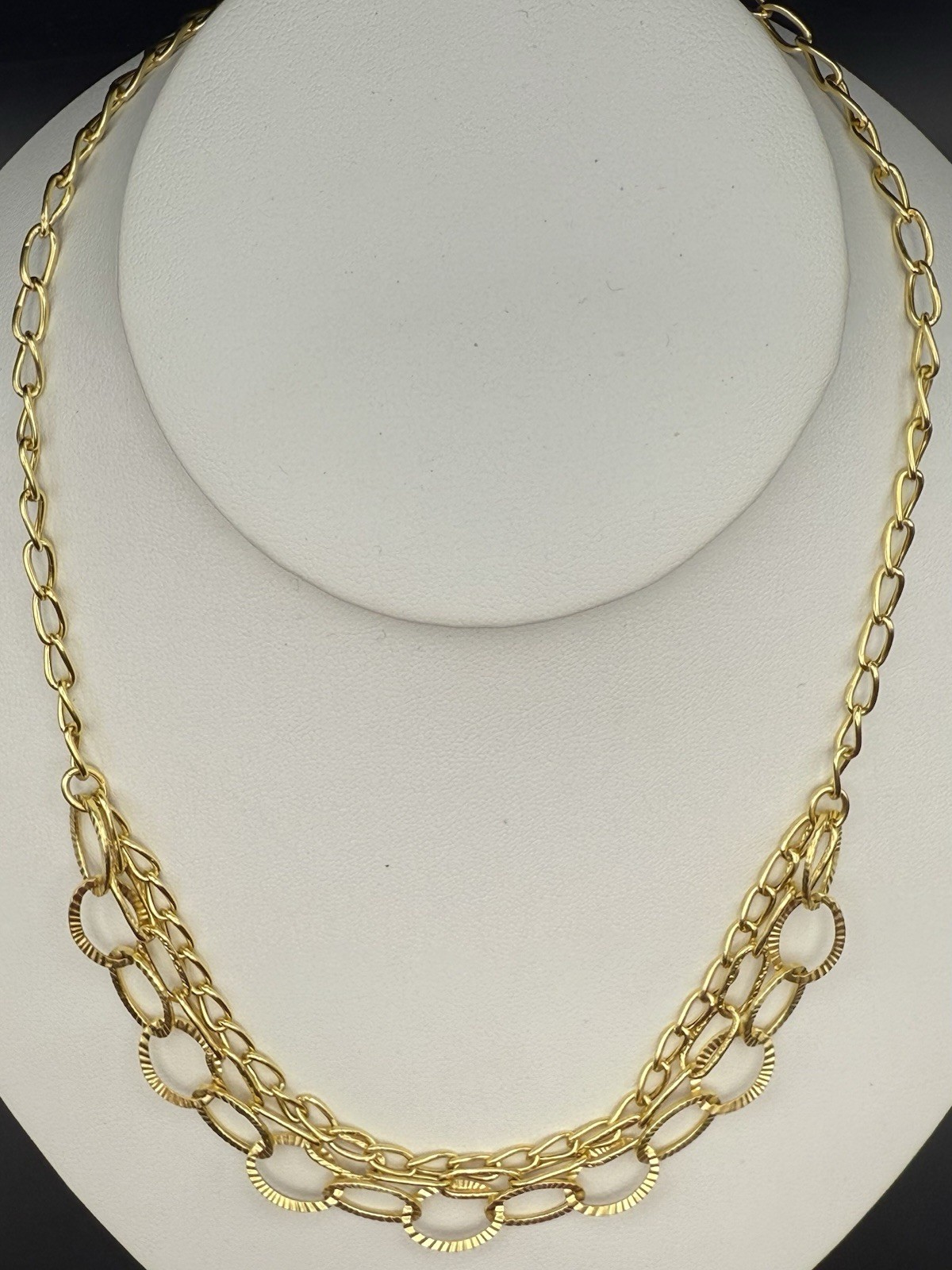 14k Solid Yellow Gold Italian Multi Link Statement Chain Necklace 18.5in, 5.1g