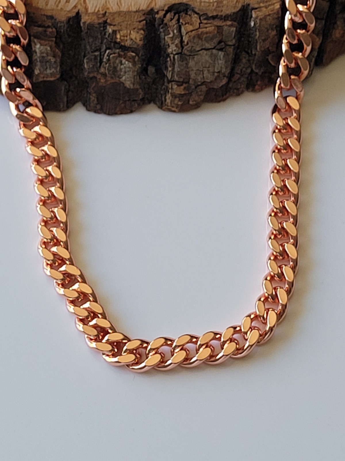 Pure Copper Cuban 12mm Chain Necklace Curb Link Arthritis Therapy 163gr Necklace