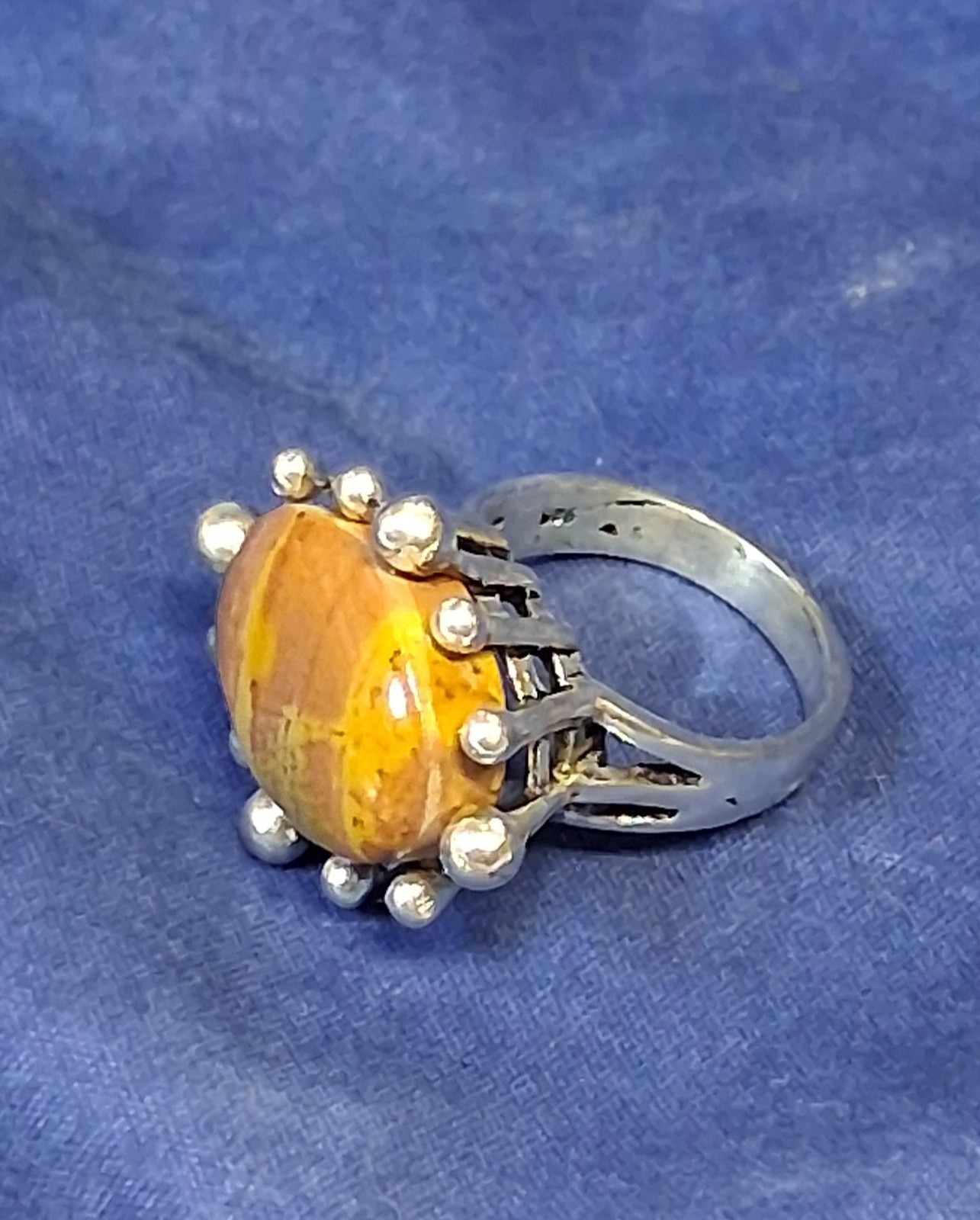 Polychrome Jasper Ring sz 8 925 Silver Plate