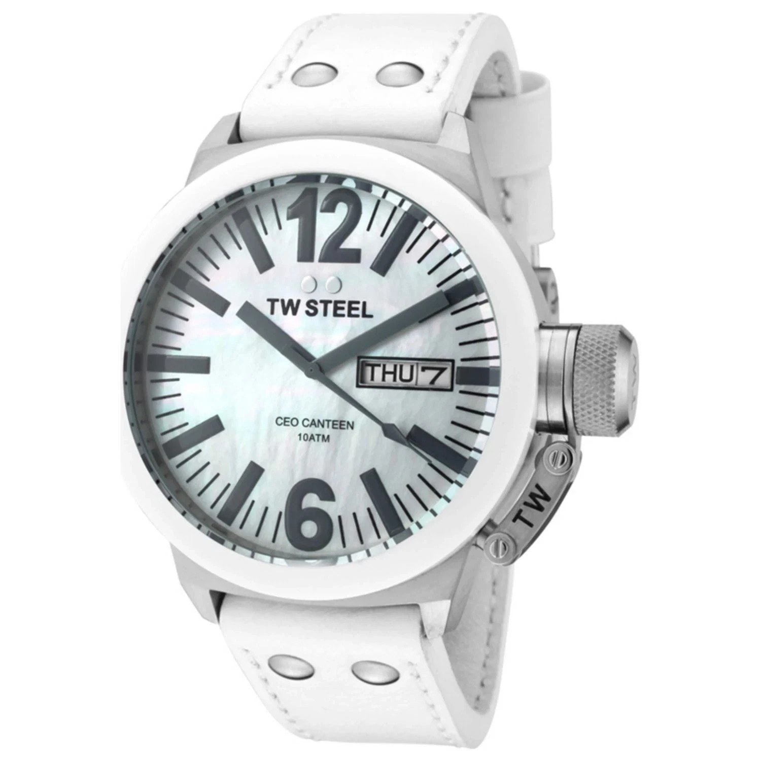 TW Steel CEO Canteen Day/DATE White MOP Dial Watch 46mm