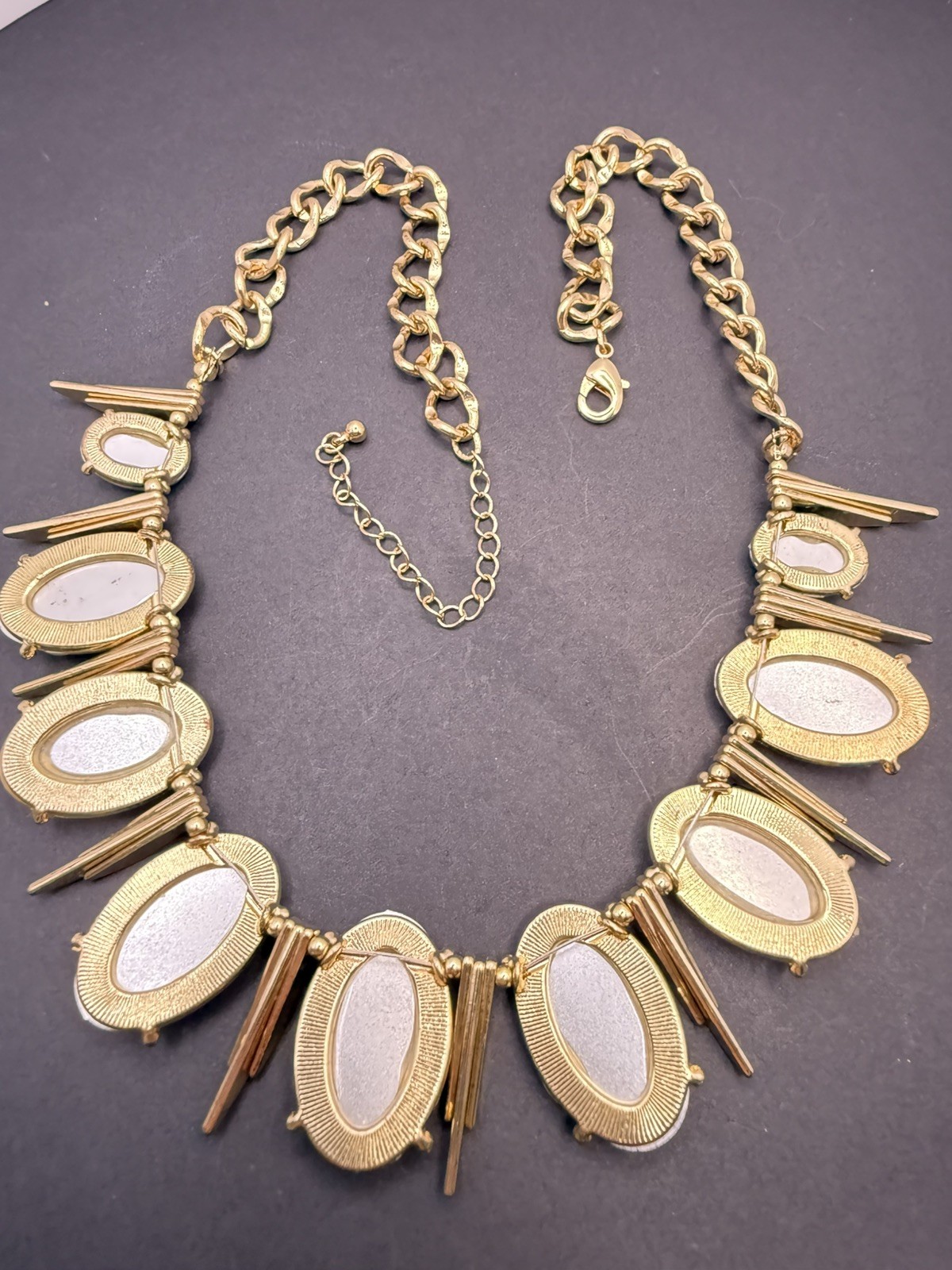 Charlotte Daniels Women’s Blue Yellow Goldtone Bib Collar Statement Necklace A4