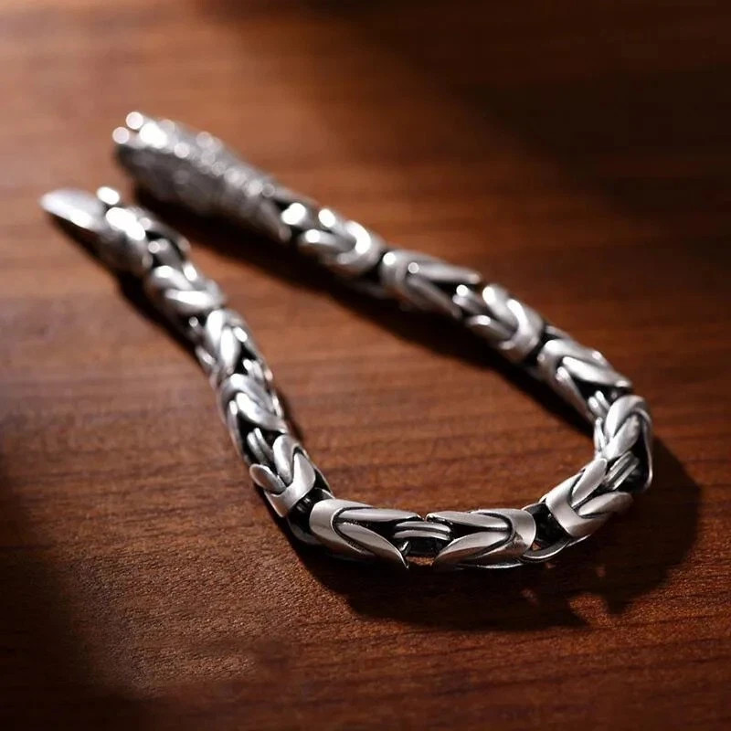 Sterling Silver Bangle Bracelet Chain Popular Vintage Bracelets Mens Gift