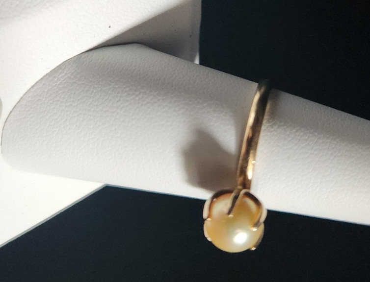 Art Carved Antique 14k Solid Yellow Gold Pearl 6 Prong Ring Size 7 Engagement
