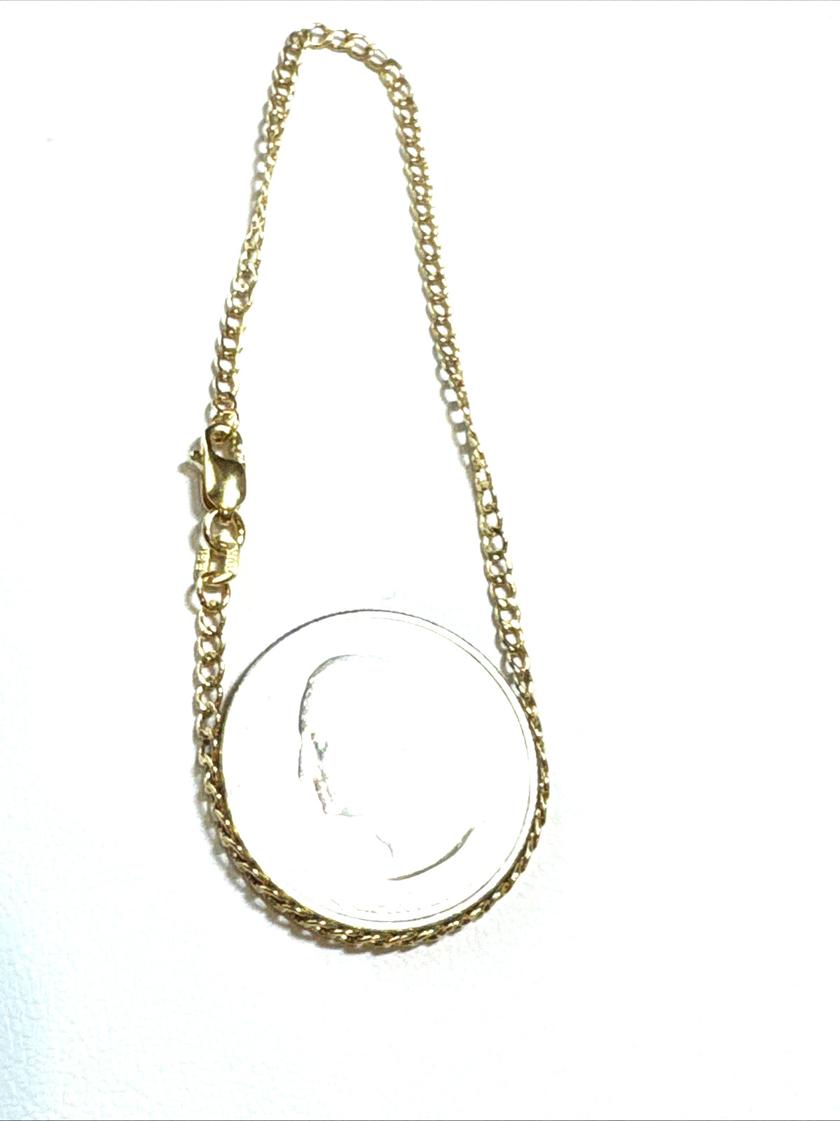 NEW 10K Yellow Gold Cuban Link Bracelet 7” 2.1mm Dainty Unisex Lobster Clasp