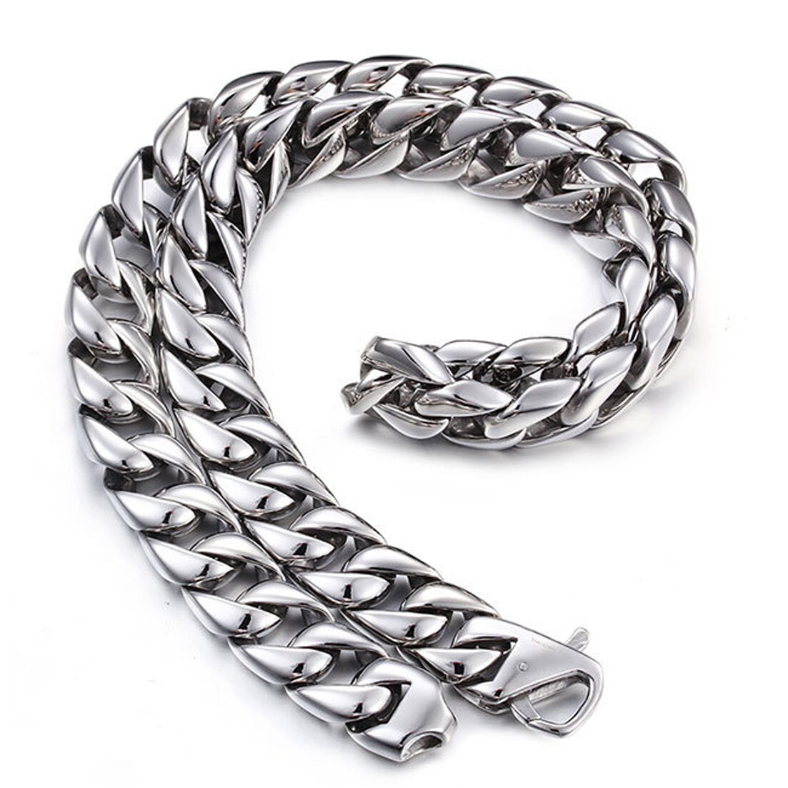 High Polished Mens Chain 316L Stainless Steel Curb Link Necklace Christmas Gift