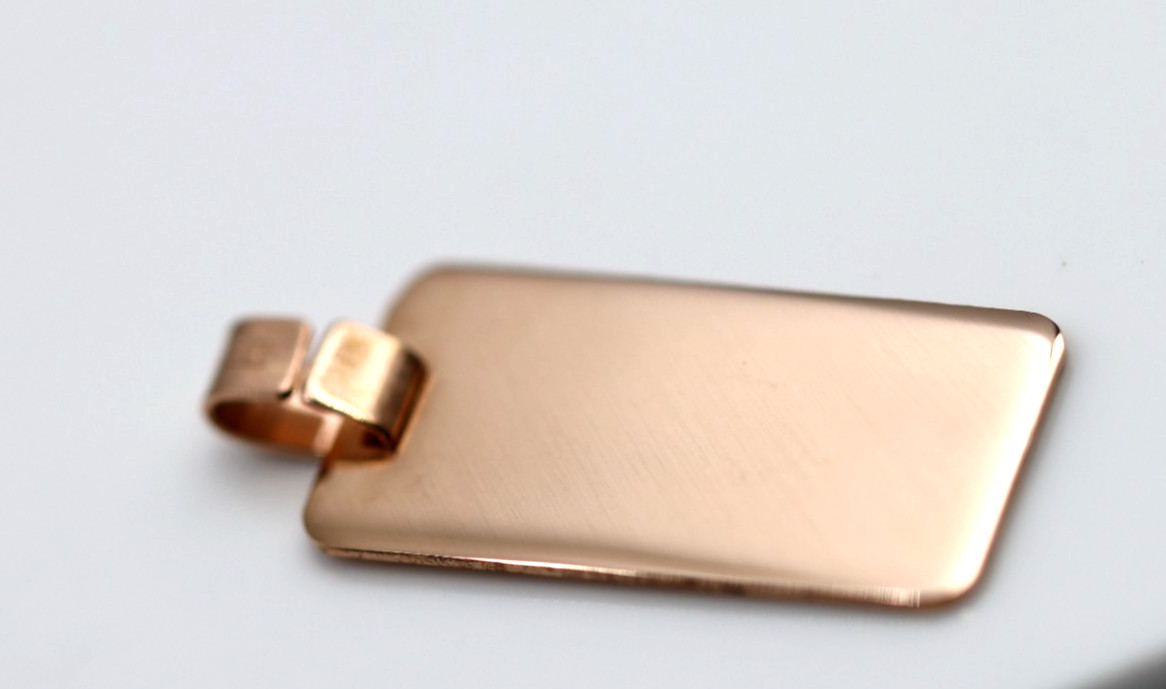 Solid 9ct 375 Rose Gold 24mm x 12mm Rectangle Engraving Shape Pendant -Free Post