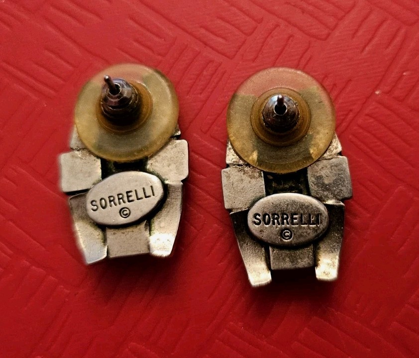 SORRELLI EARRINGS Polish Silver Tone Finish & Austrian Crystals READ DISCRIPTION