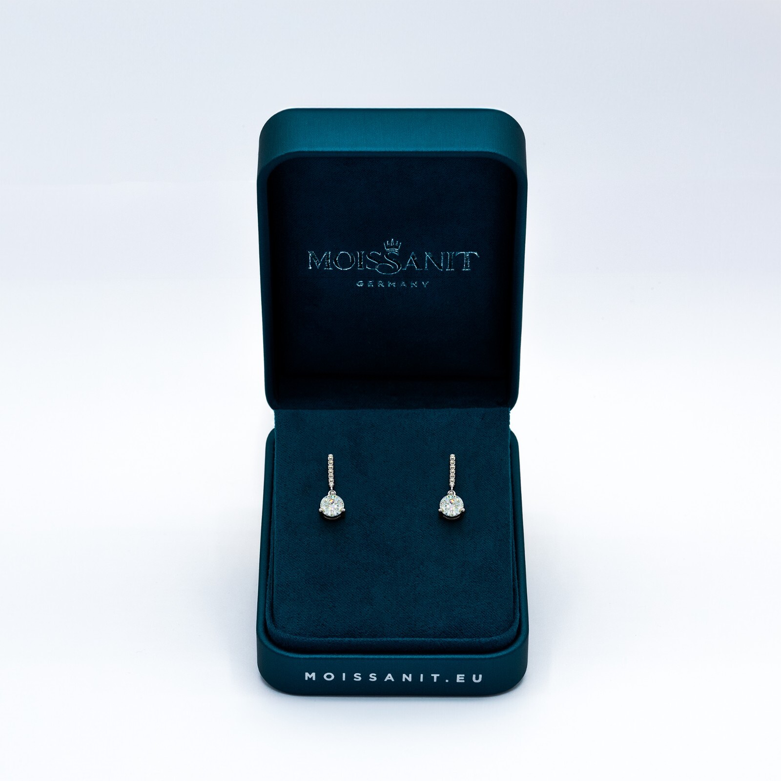 Brilliant cut moissanite drop earrings 1.0ct in 925 silver