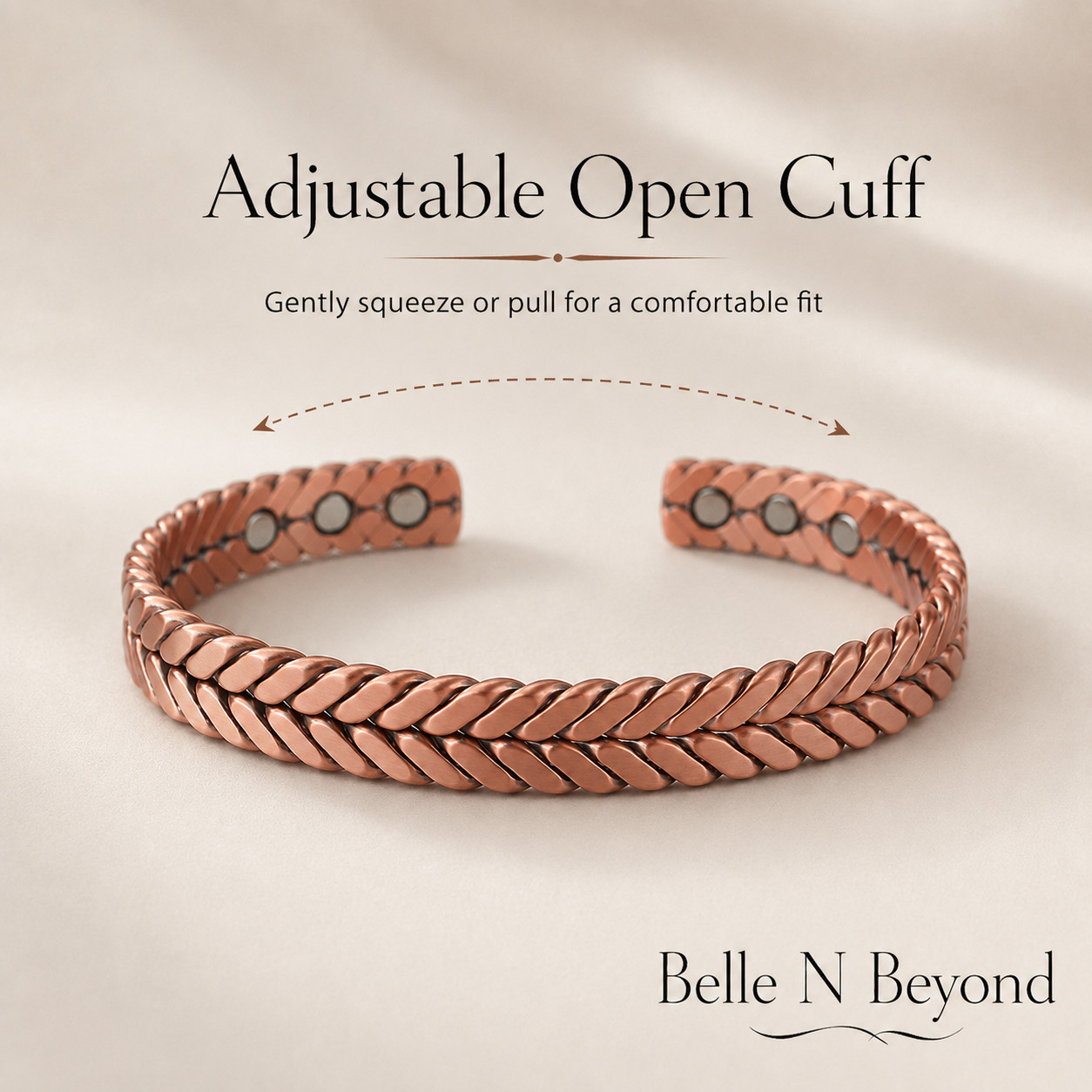 Pure Copper Magnetic Bracelet Adjustable Braided Cuff 6 Magnets Unisex