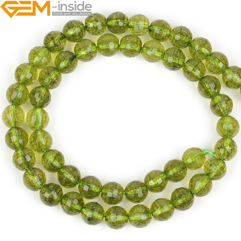 Faceted Gemstone Green Peridot Loose Beads For Jewelry Making Strand 15″In Lots
