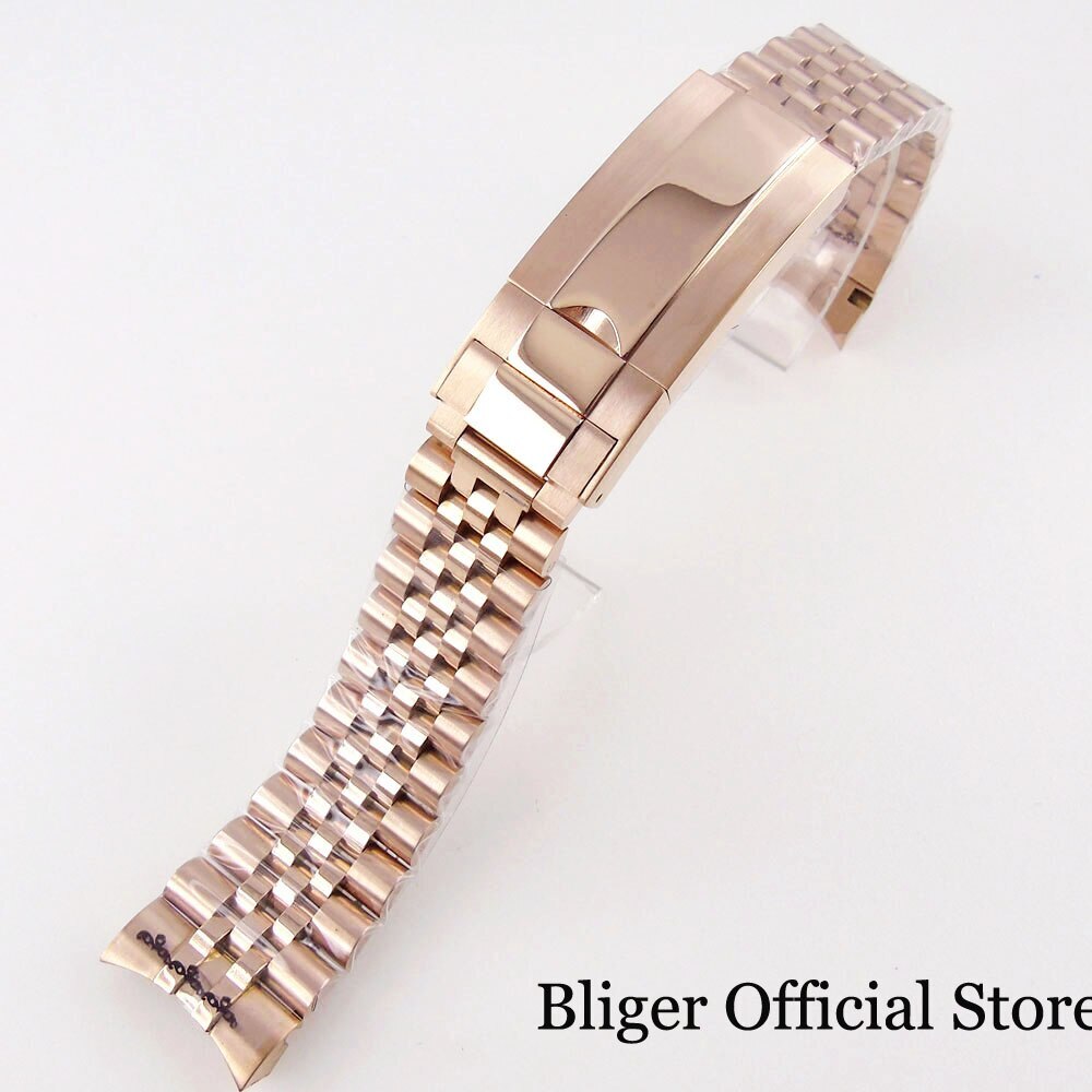 20MM Width Black Gold Brushed/Polished Oyster Strap Bracelet Slide Lock Clasp