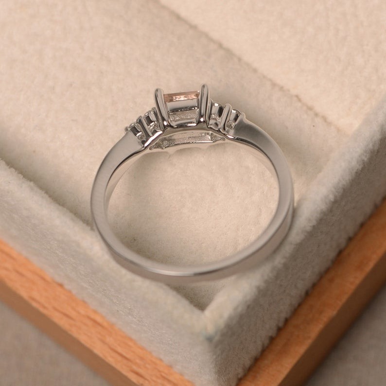 1.18 Ct Natural Morganite And Diamond Wedding Bridal Ring 14k White Gold Size 6