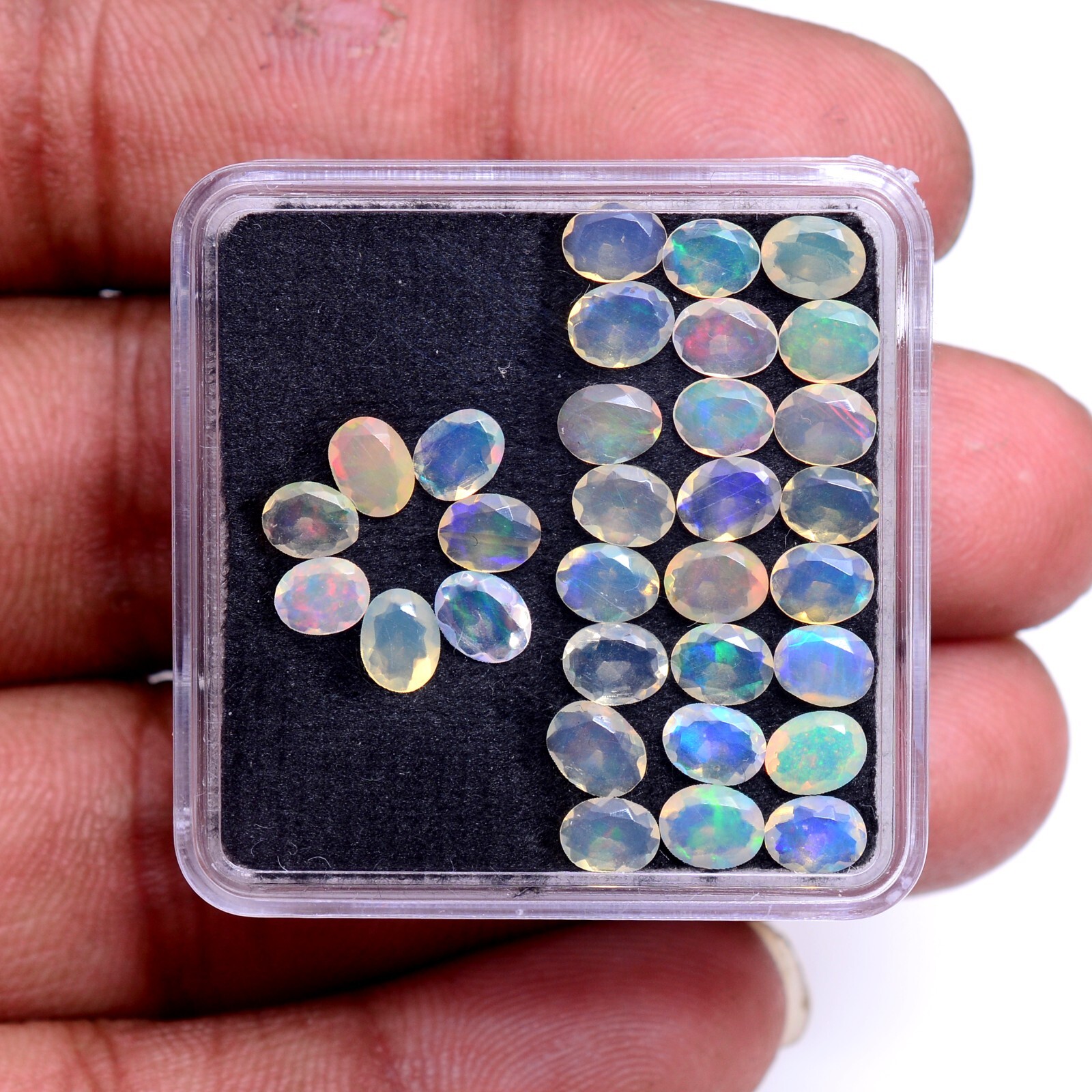 Set Of 31 Pcs Natural Ethiopian Opal Untreated 5mmx4mm Oval Cut Loose Gemstones