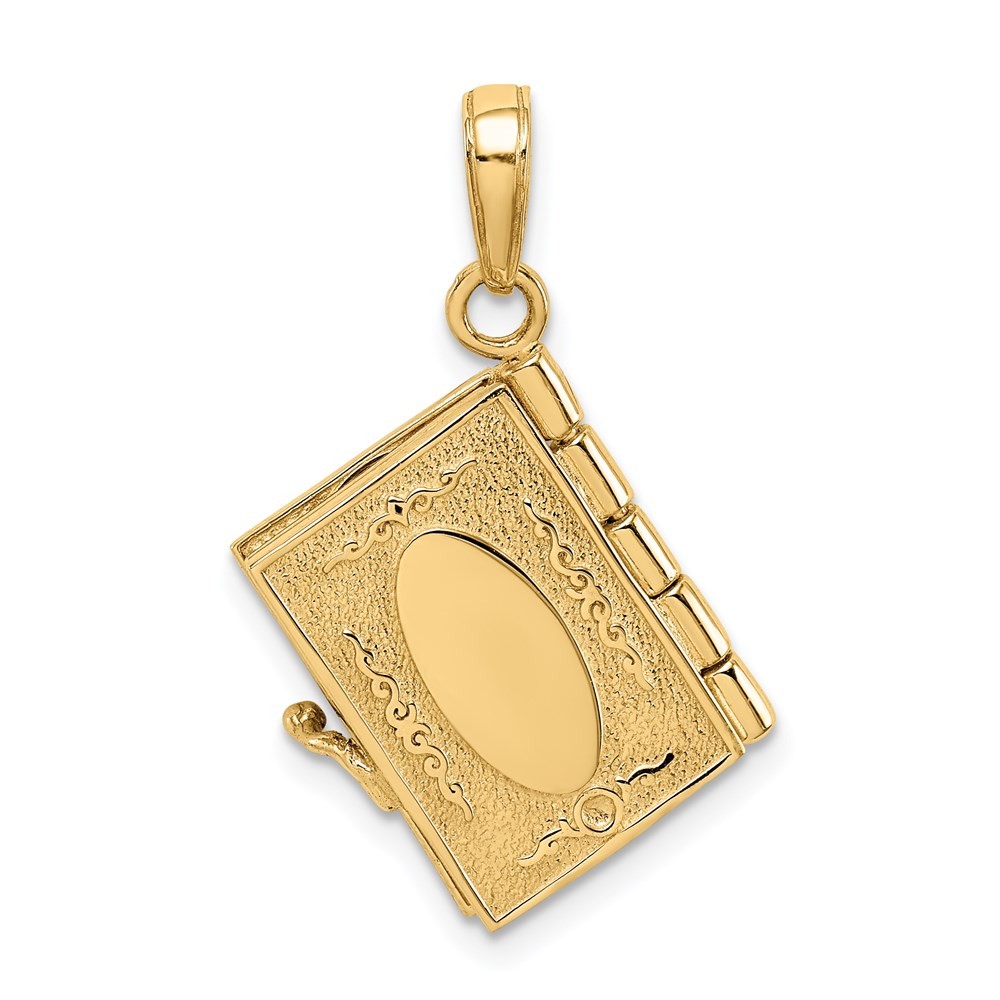14k Yellow Gold 3D Ten Commandments Bible Pendant L-0.99 in, W-0.44 in