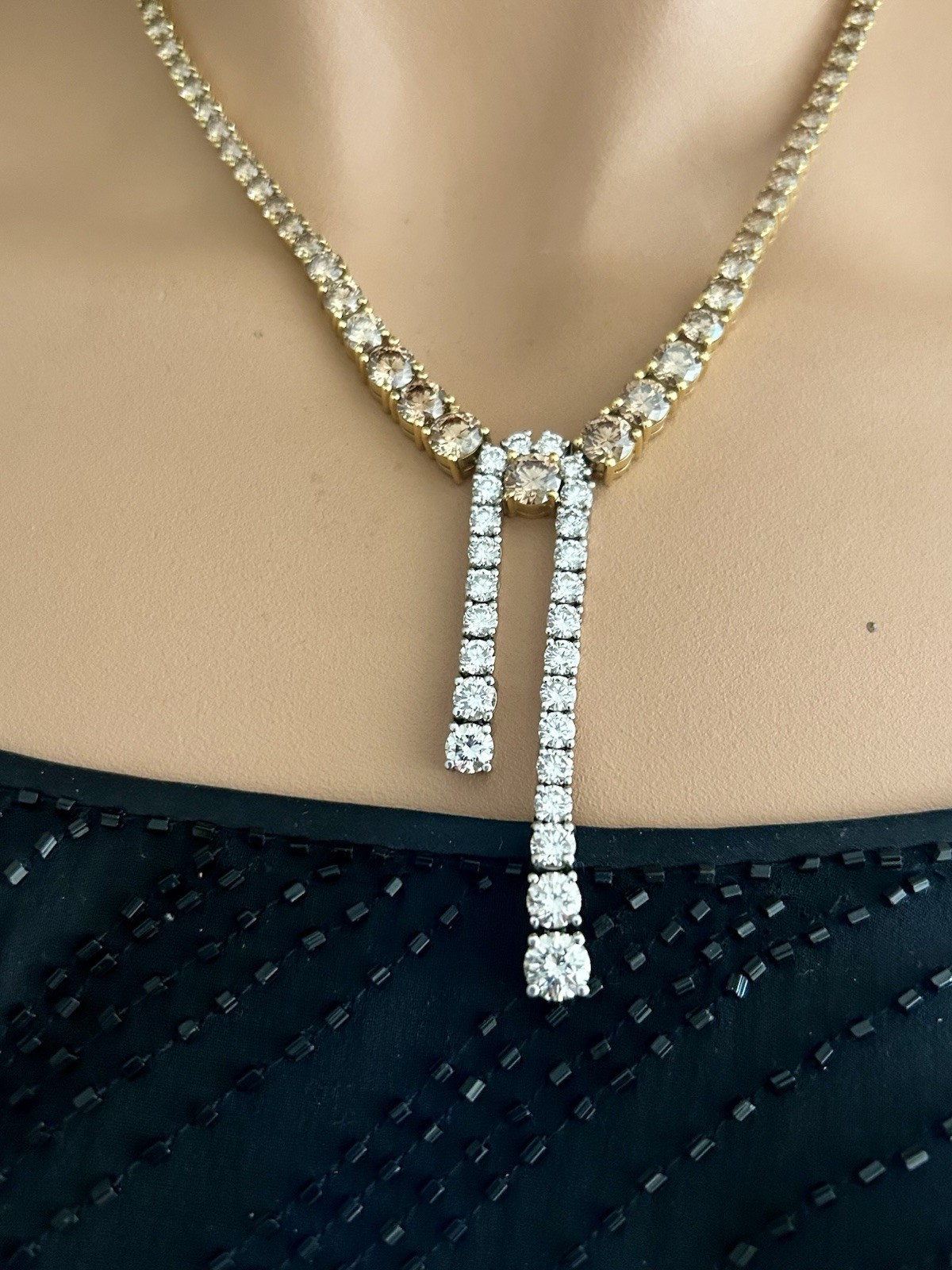 18k Gold Fancy Diamond 26.75 Ct Necklace By Michael Werdiger US