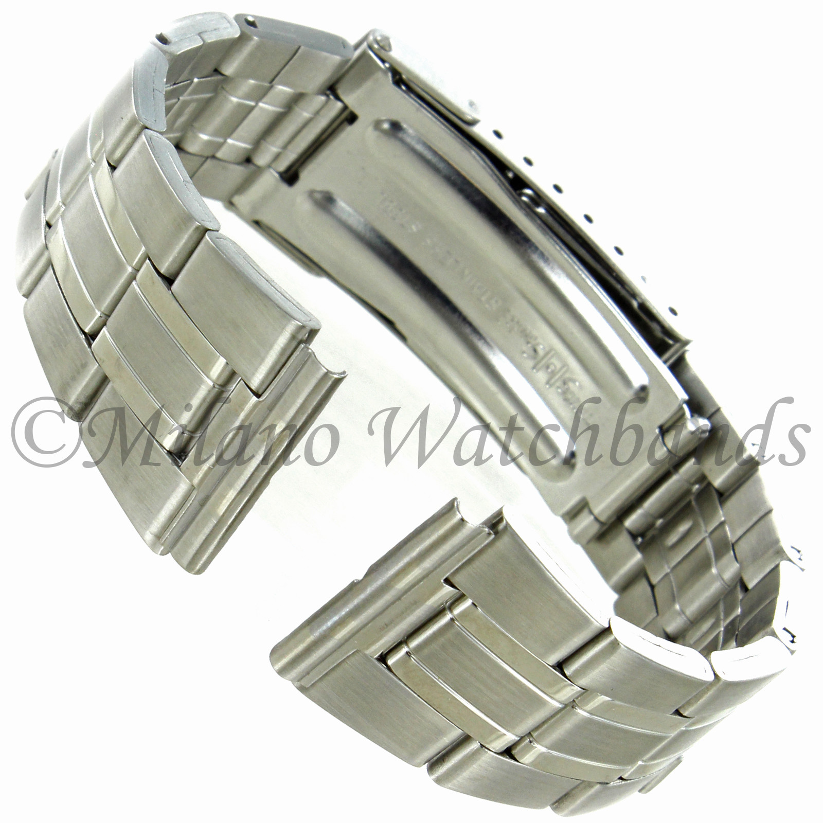 18mm or 20mm Hirsch Silver Stainless Steel Security Clasp Mens Watch Band 5602