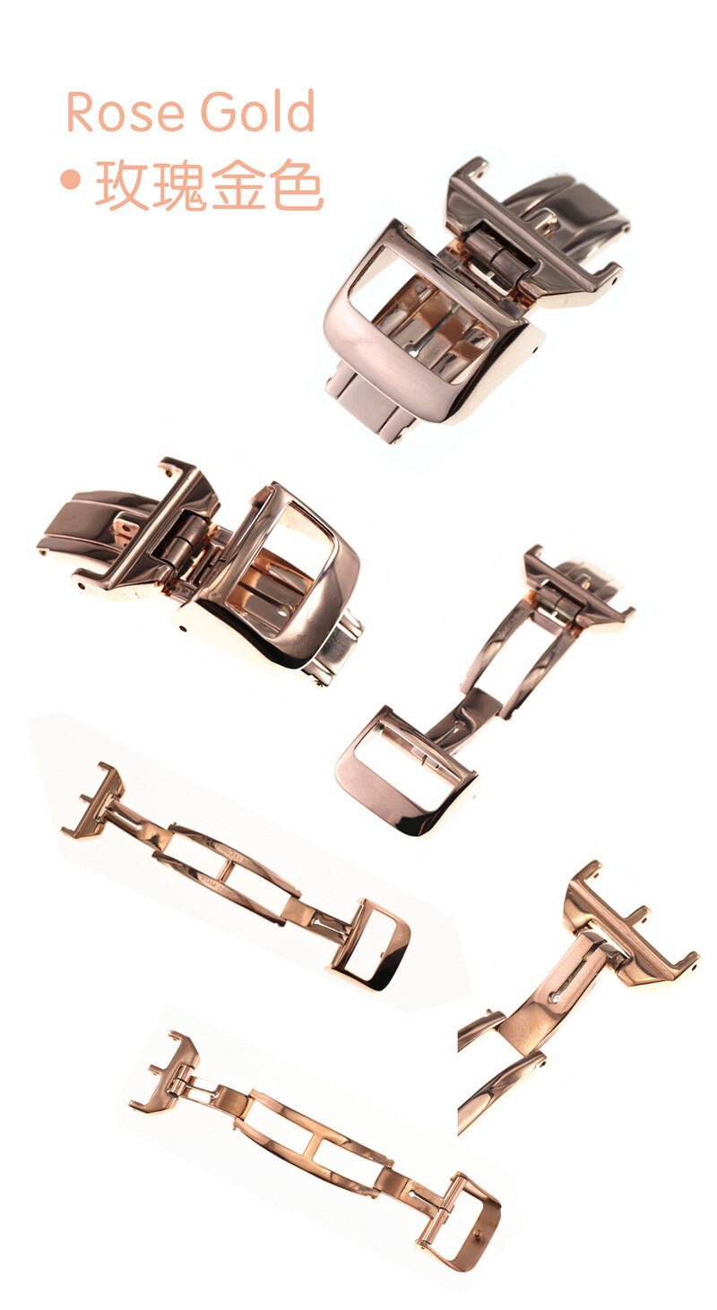 Leather Strap Stainless Steel Butterfly Buckle12 14 16 18mm for Jaeger-LeCoultre
