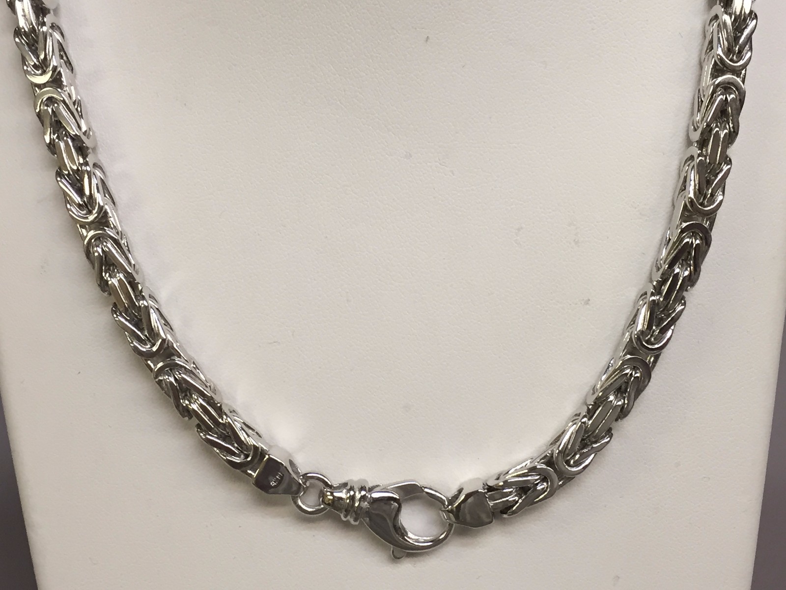 14k White Gold 24″ Mens Solid Byzantine Square Super 4mm 70grams Chain/necklace