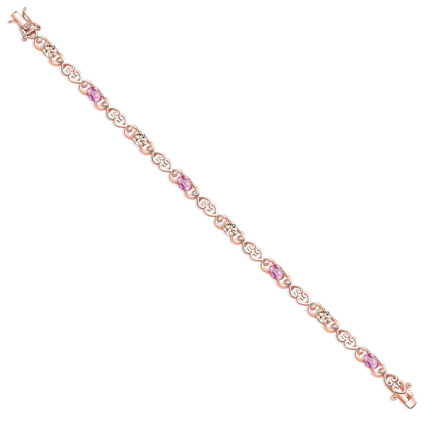 18K Rose Gold Plated Silver Peach Morganite and Pink Sapphire and Lab Grown