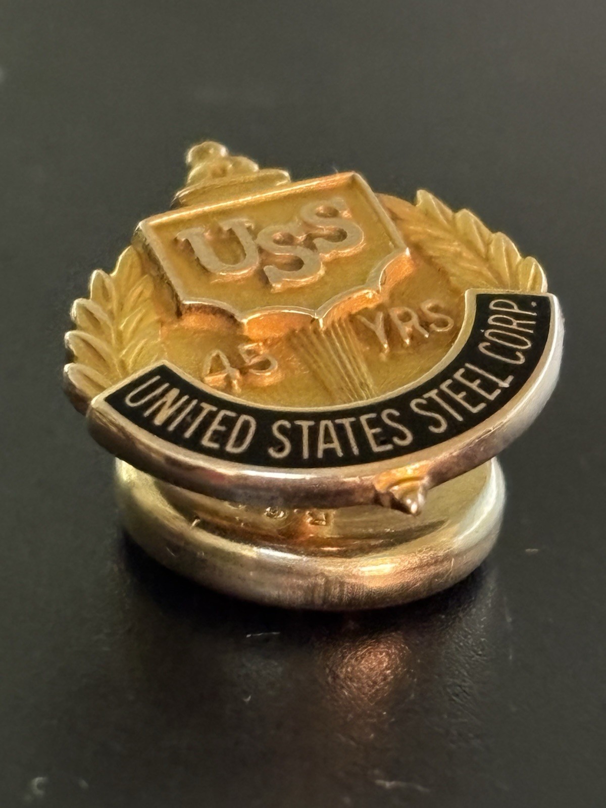 10K YELLOW GOLD USS UNITED STATES STEEL 45 YEARS AWARD PIN 2.3 g