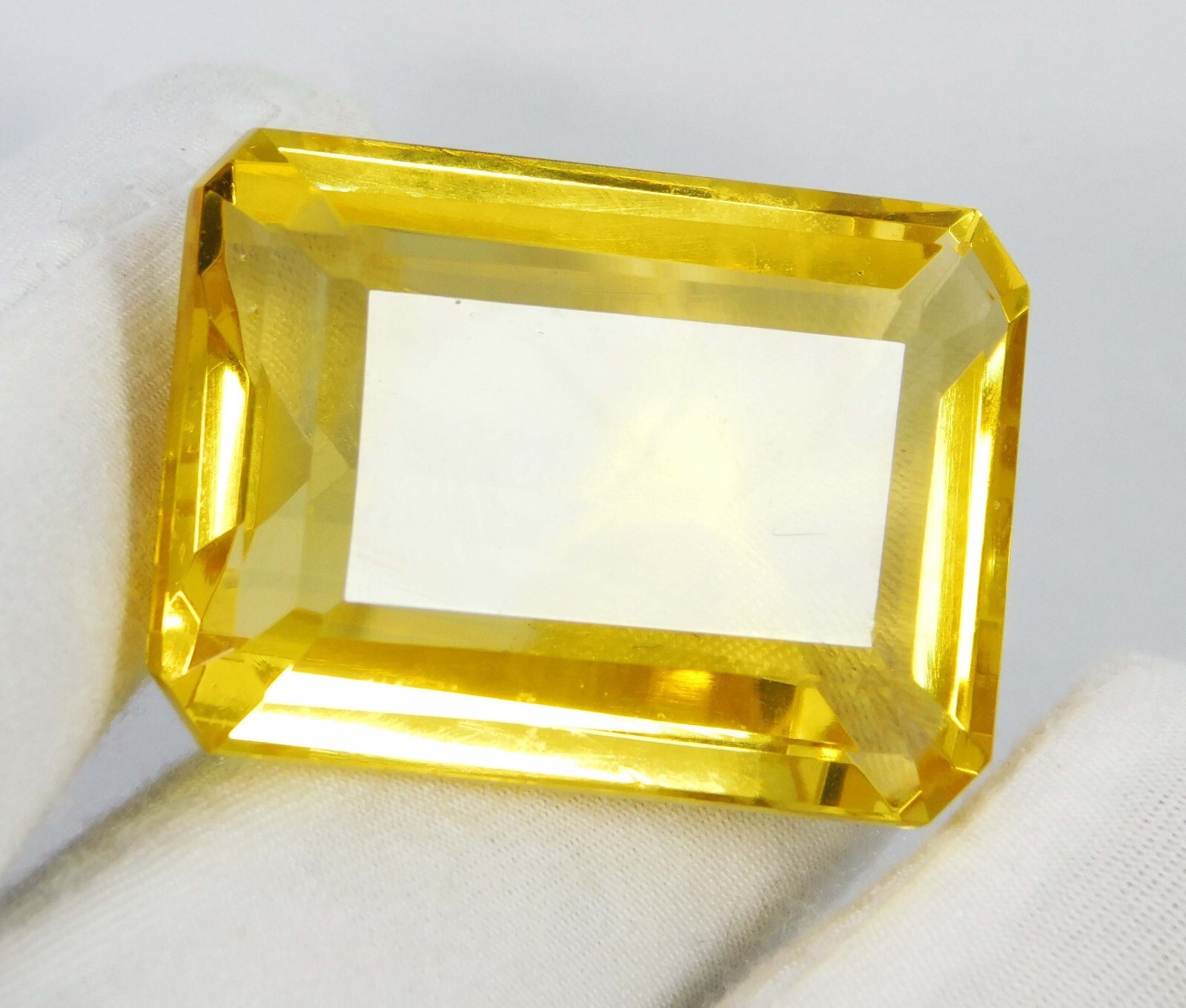 Natural 61.50 Ct Certified Yellow Topaz Emerald Cut Loose Gemstone