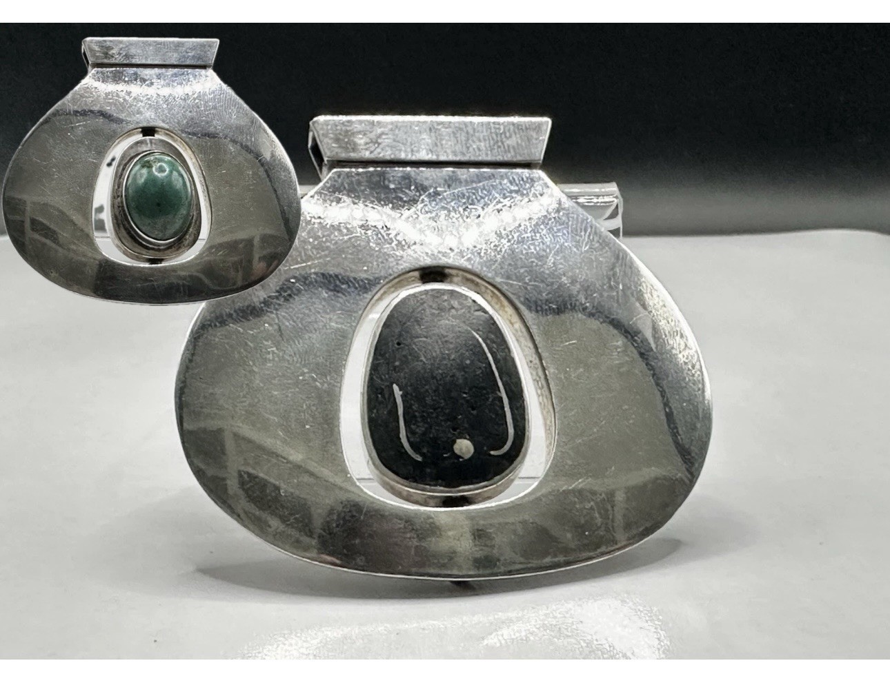Sterling Silver 925 Reversable Spin Vintage Modernist FLIP Pendant Handmade