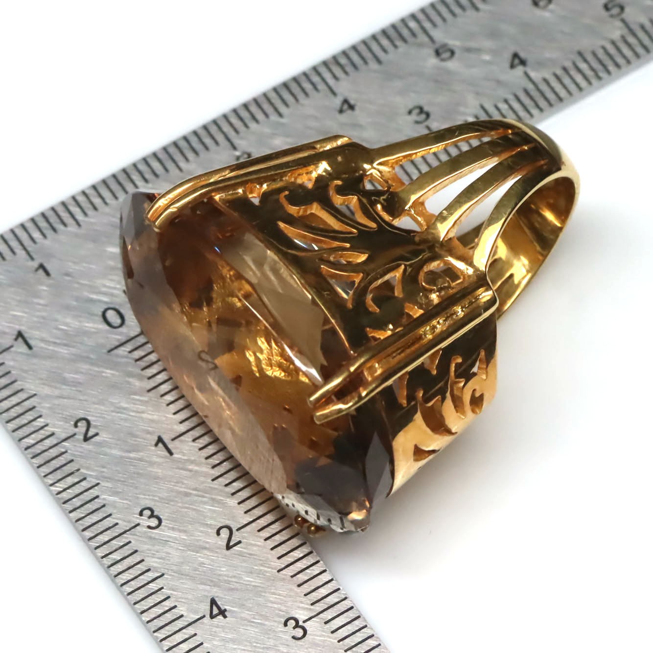 Thai Handmade 925 Sterling Silver 22 x 35 mm. Light Smoky Quartz Ring Size 6
