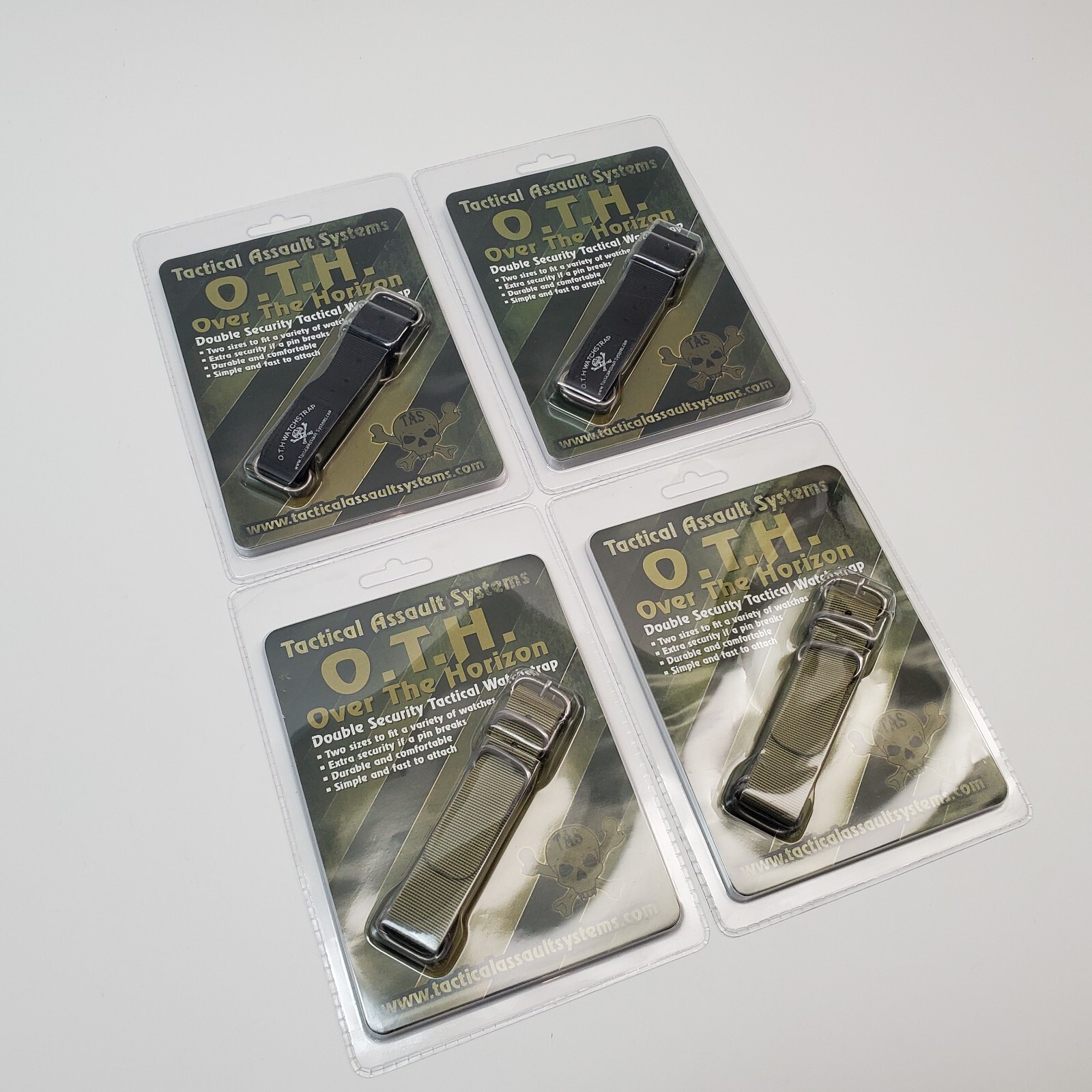 Lot 4x Tactical Assault Systems O.T.H. Over the Horizon Watchstraps Olive/Black
