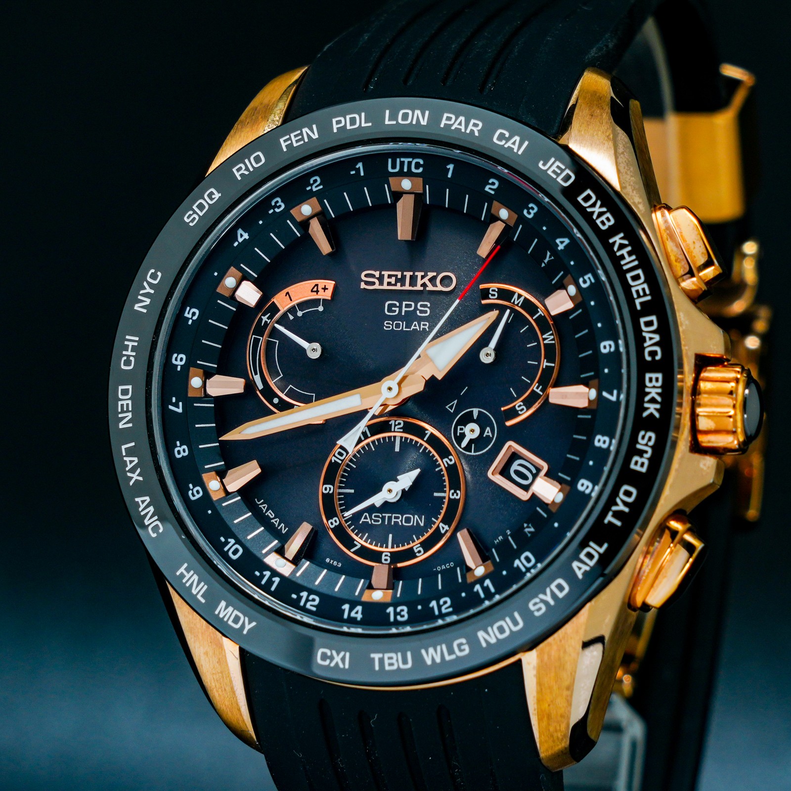 [MINT] SEIKO ASTRON GPS Solar 8X53-0AC0-2 Black Dial Quartz Men Watch