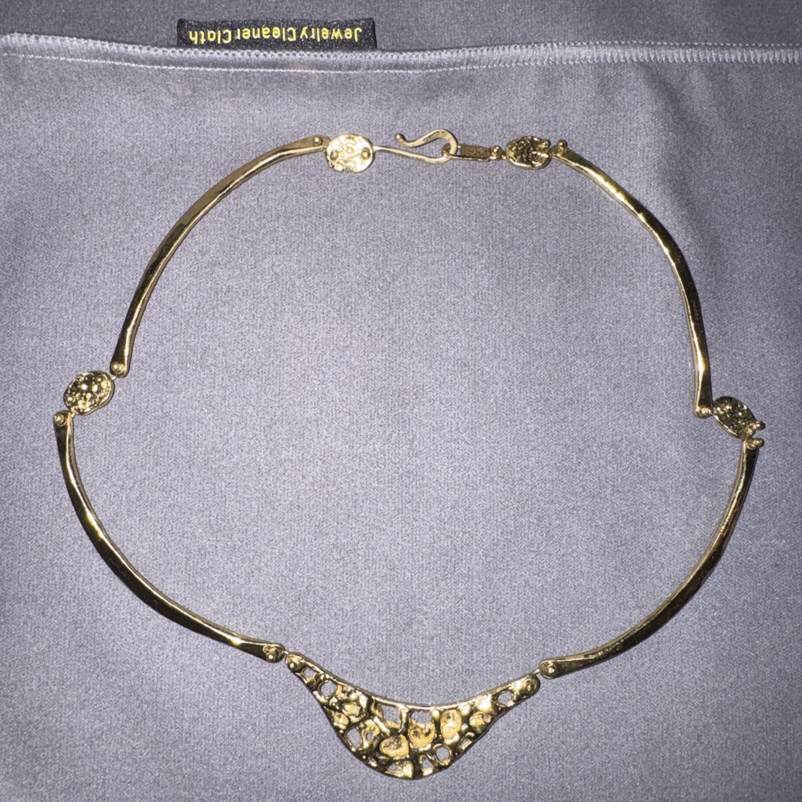Vintage Anne Dick Brutalist Gold Gilt Statement Necklace
