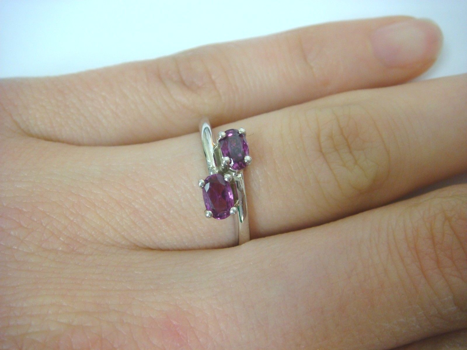 14K WHITE GOLD “EVER US” DESIGN RED TOURMALINE 0.50 CT T.W. LADIES RING SIZE 6