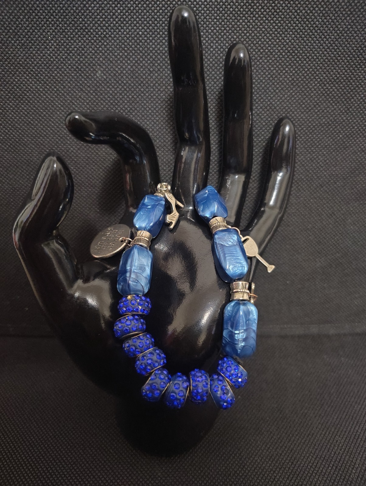 Blue Beaded Charm Bracelet