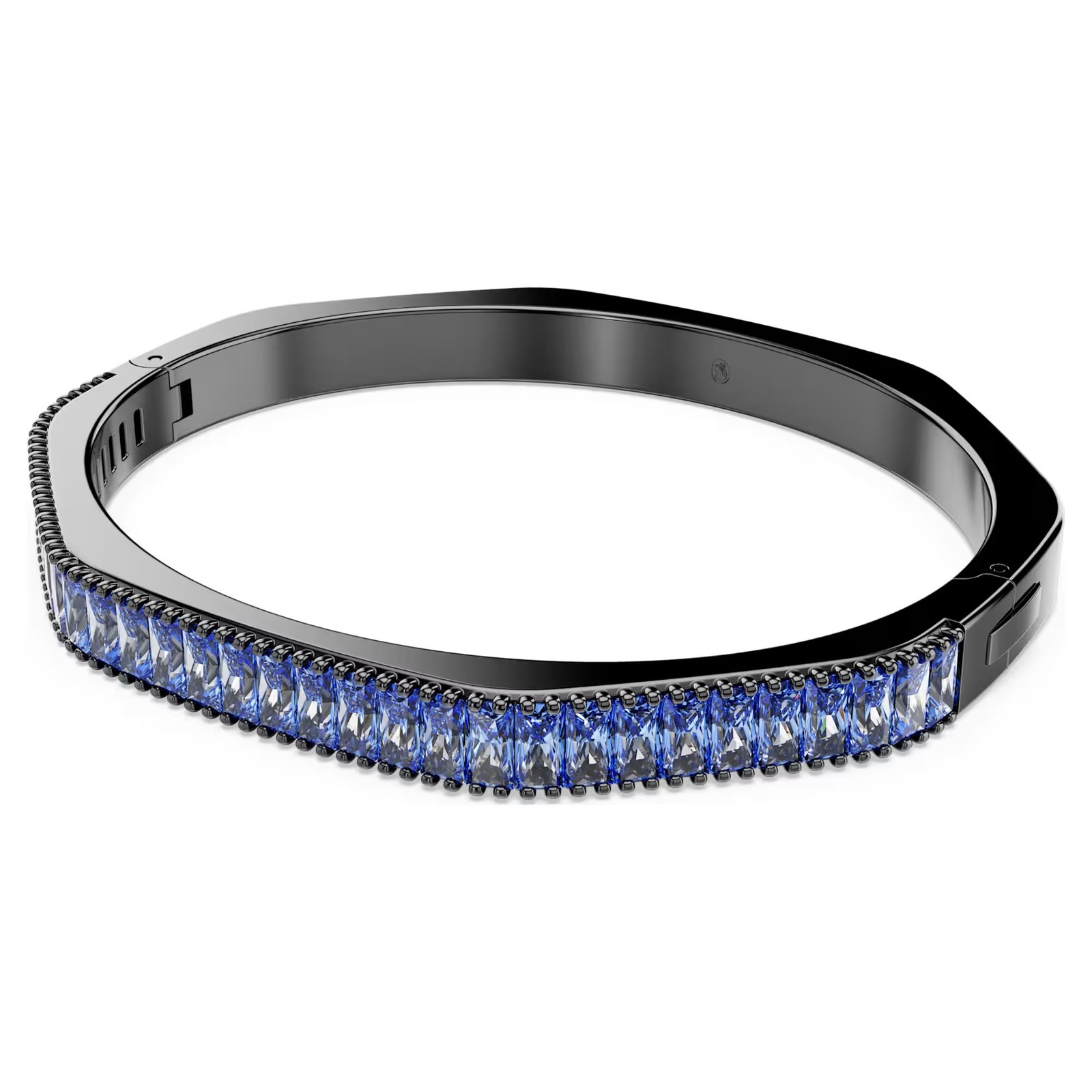 Swarovski Matrix Bangle Octagon Shape, Blue, Ruthenium Plated 5705776 (Size M)