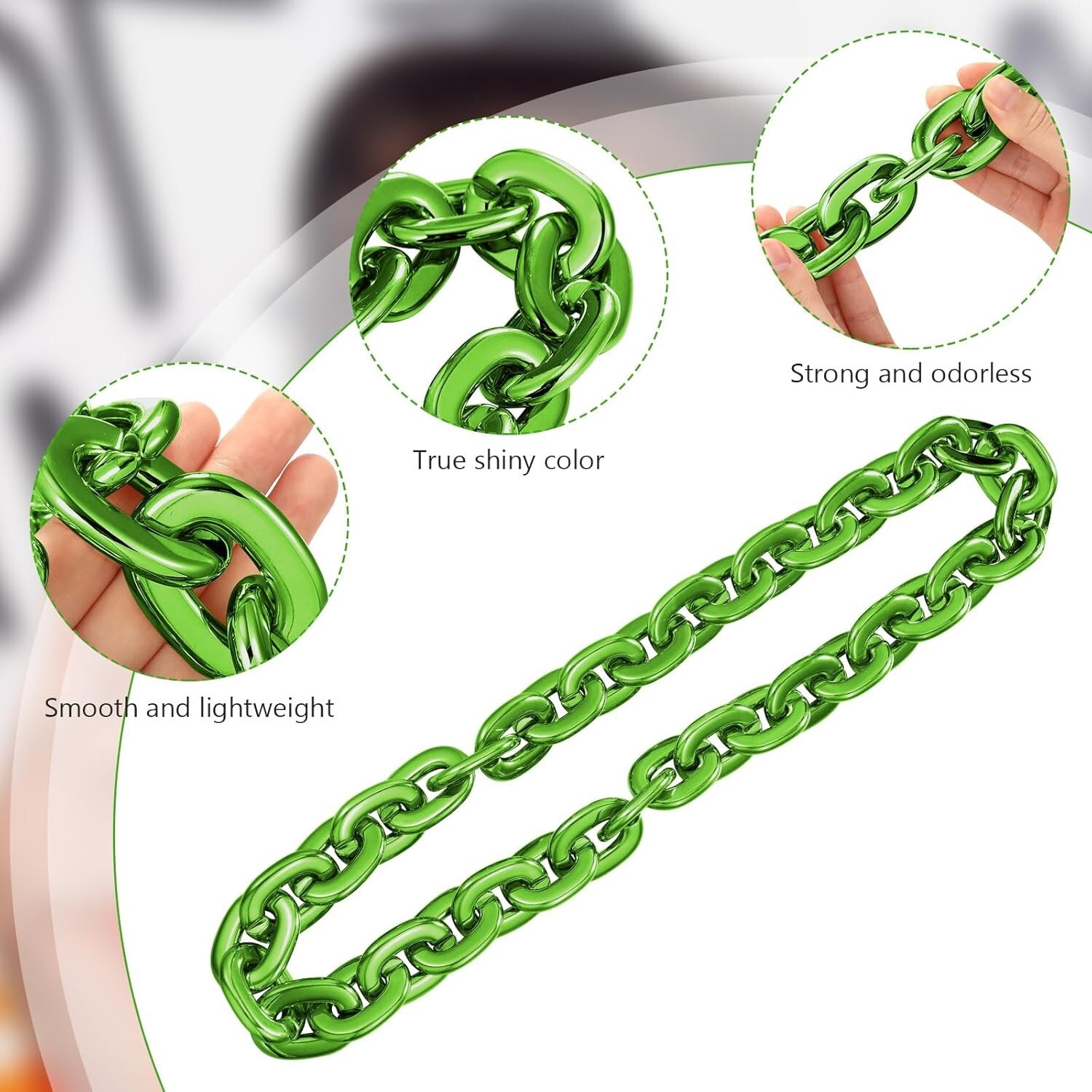 Green Hip Hop Large Acrylic Thick Plastic Cuban Link Chain Necklace 32in 80cm