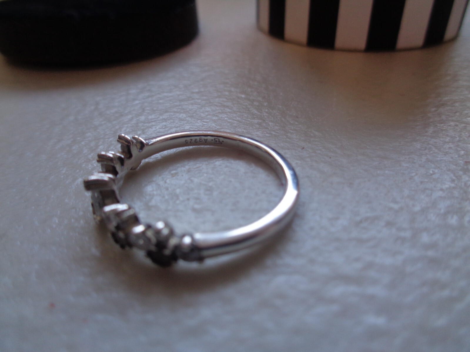 THOMAS SABO Silver Ring and 15x cz Stone Ring Size O Weight 2.3grams Used