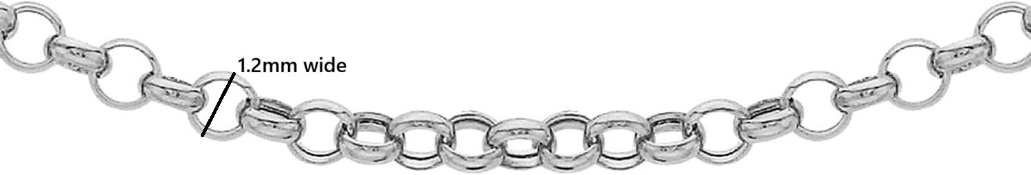 9 ct White Gold 1.2 mm Round Belcher Chain Necklace 61cm / 24″ Hallmarked