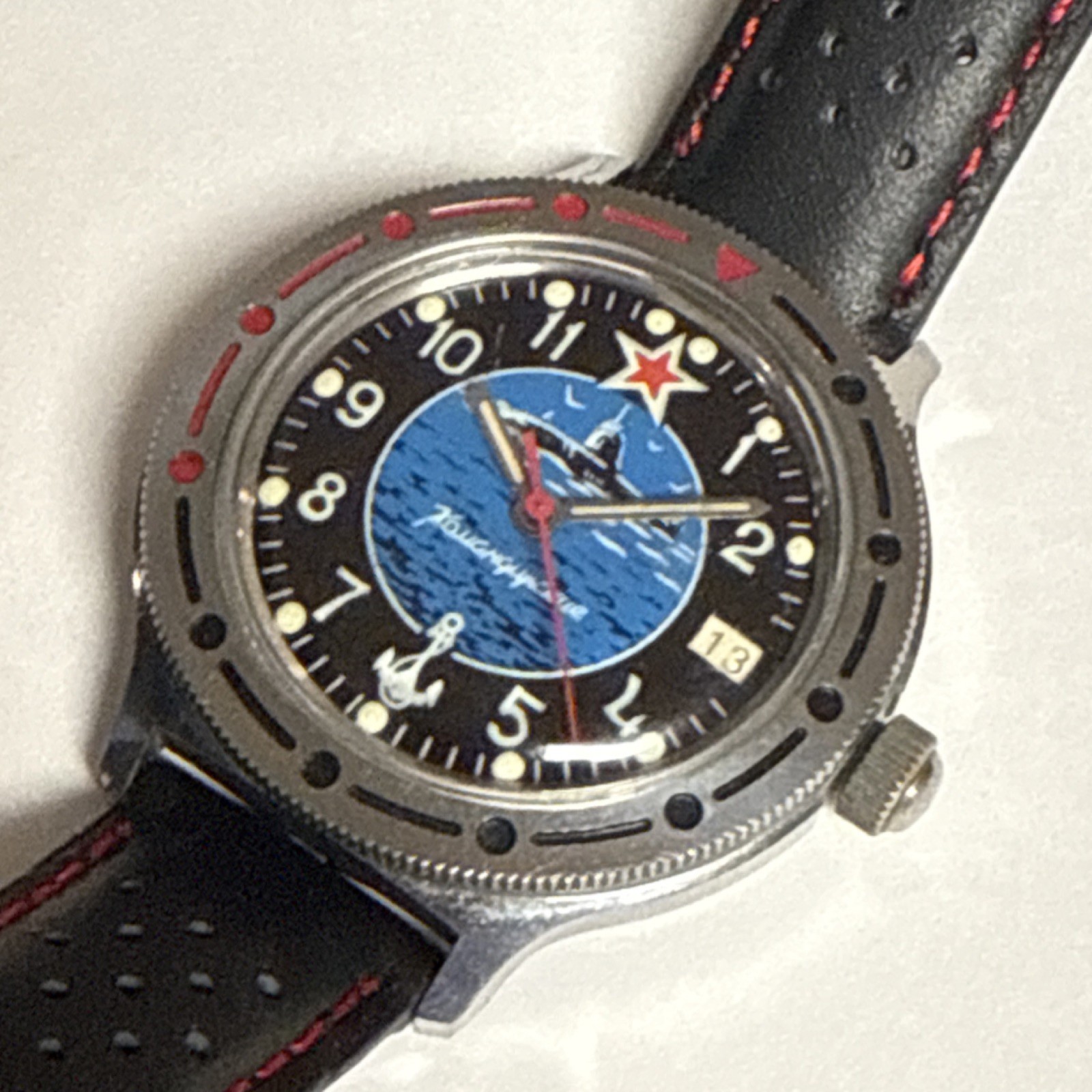 Vintage Vostok Komandirskie 17J Auto Date Black Dial 39mm 200m Military