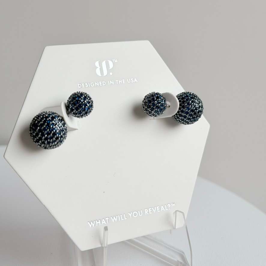 Bomb Party September Earrings “Always In Longing” Lab Created Sapphire Rhodium