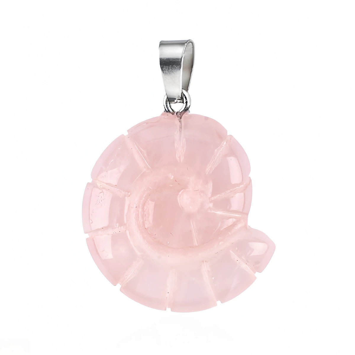 5PCS Carved Gemstone Conch Shell Pendant 25mm Crystal Ammonite Fossil Charms