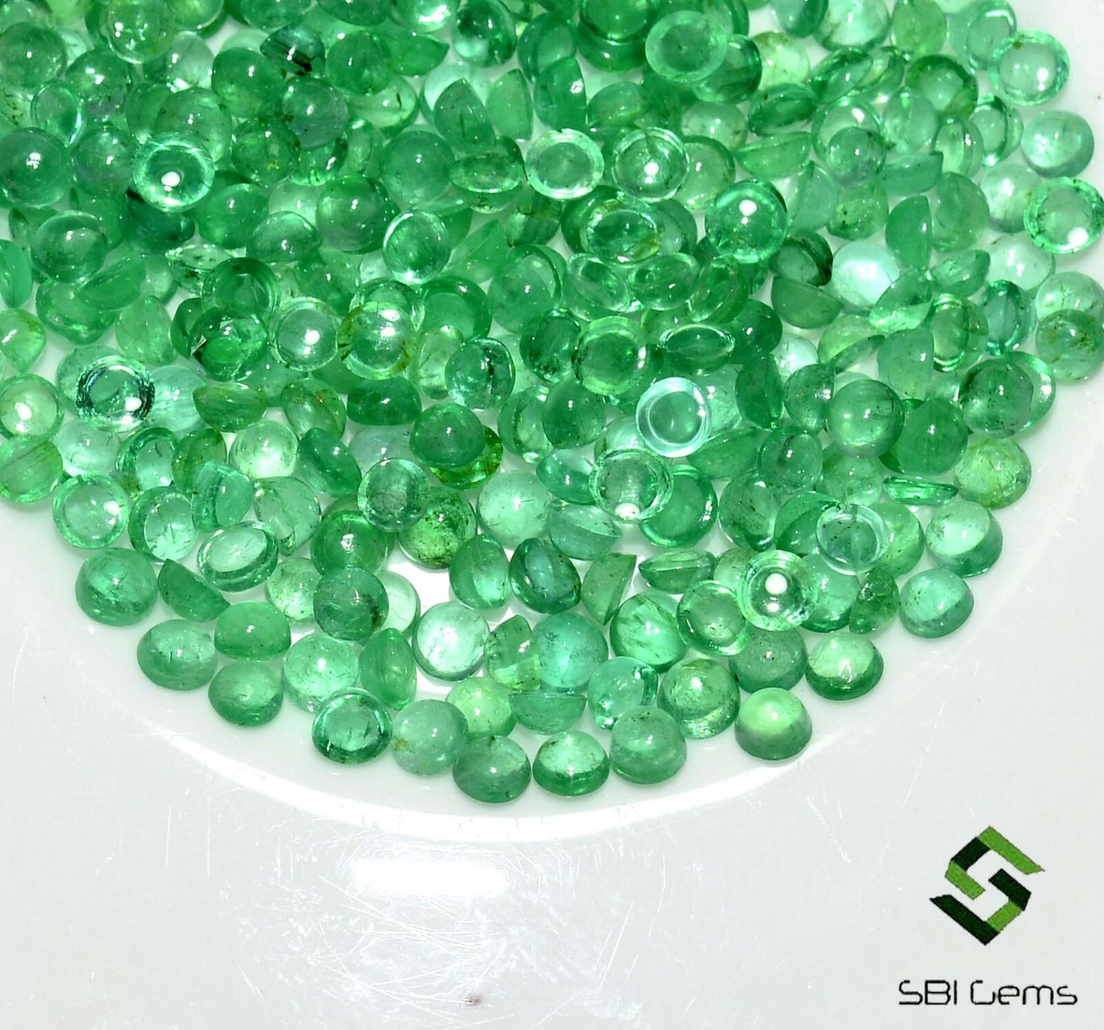 Natural Emerald Round Cabochon 2.50 To 3 mm Lot 335 Pcs Untreated Loose Gemstone