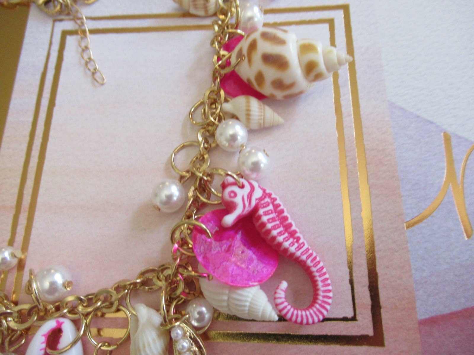 Mermaid Ocean SHELLS Beach STARFISH Sea PEARLS PINK PEARLS SHELL NECKLACE NEW