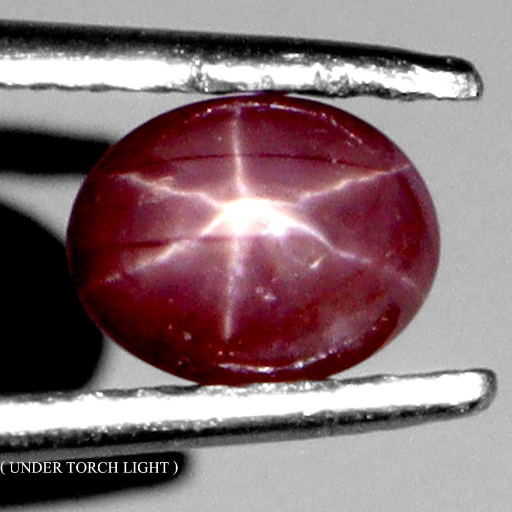 Oval Cab 100% Natural Red 6 Rays Star Ruby Africa 1.28ct 6.7×5.2mm Gemstone Rare