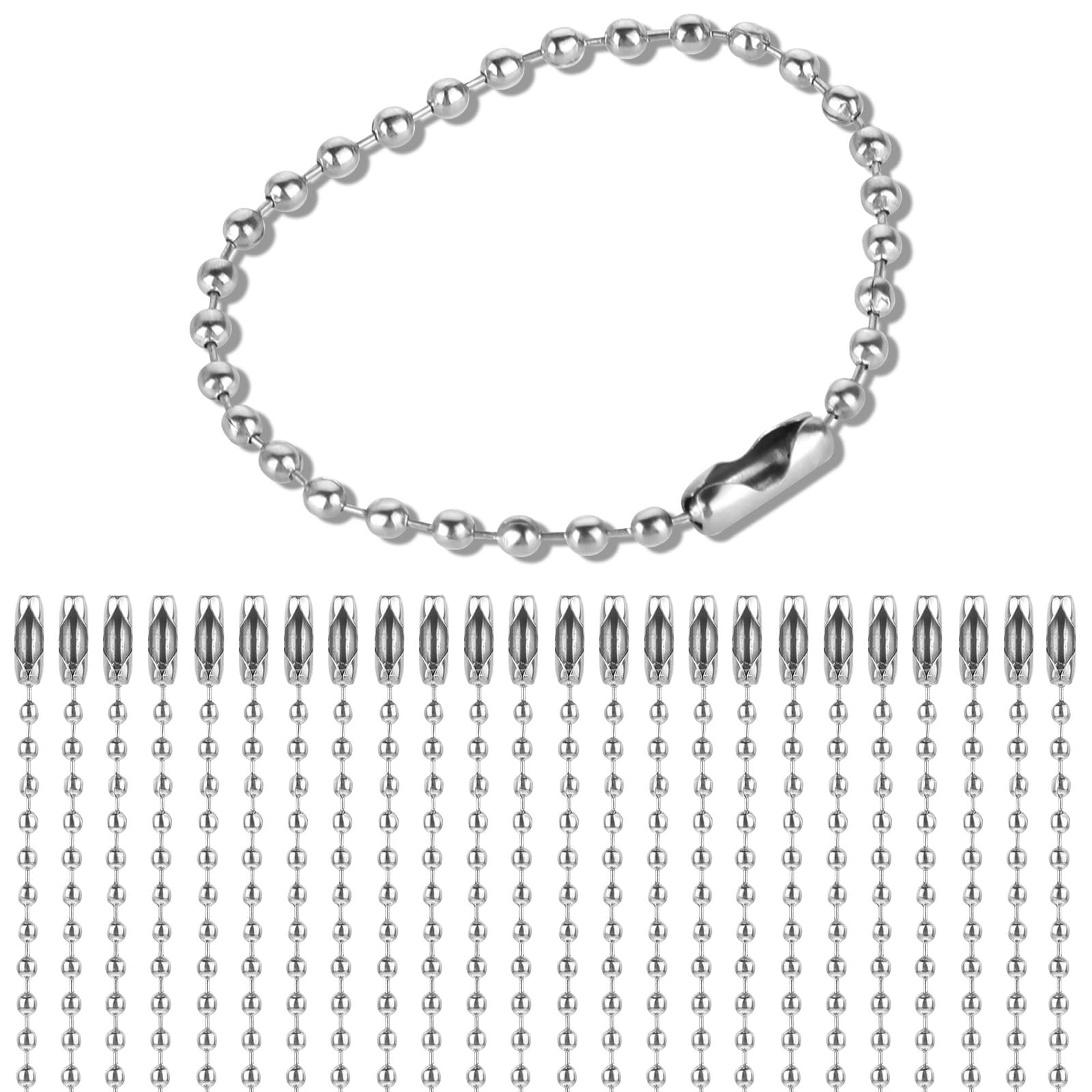 100 Pcs Ball Chain Keychain – 4.7 Inch Silver Stainless Steel Chain With 2.4m…