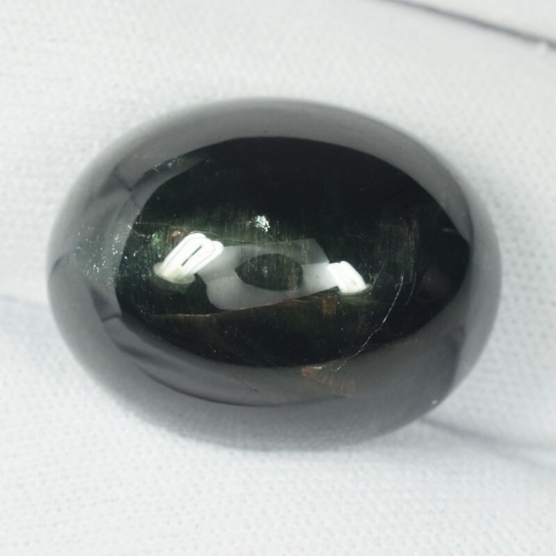 48.62 ct ULTRA RARE – DARK Black GREEN NATURAL APATITE CAT’S Eye See Vdo A1