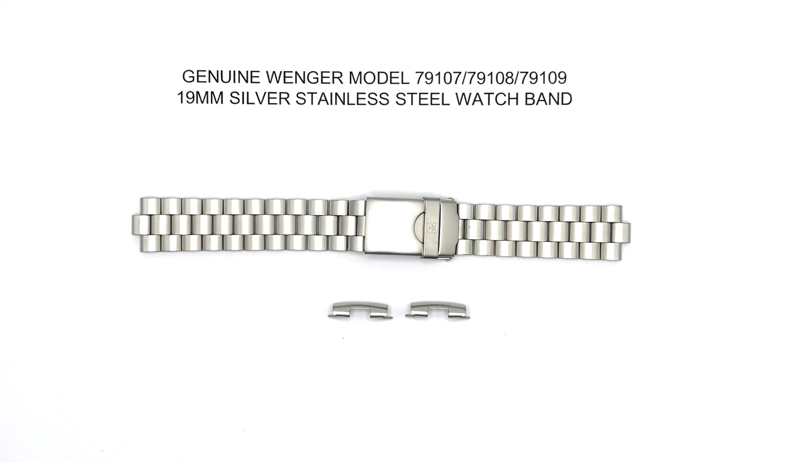 GENUINE WENGER 19MM SILVER STAINLESS STEEL WATCH BAND