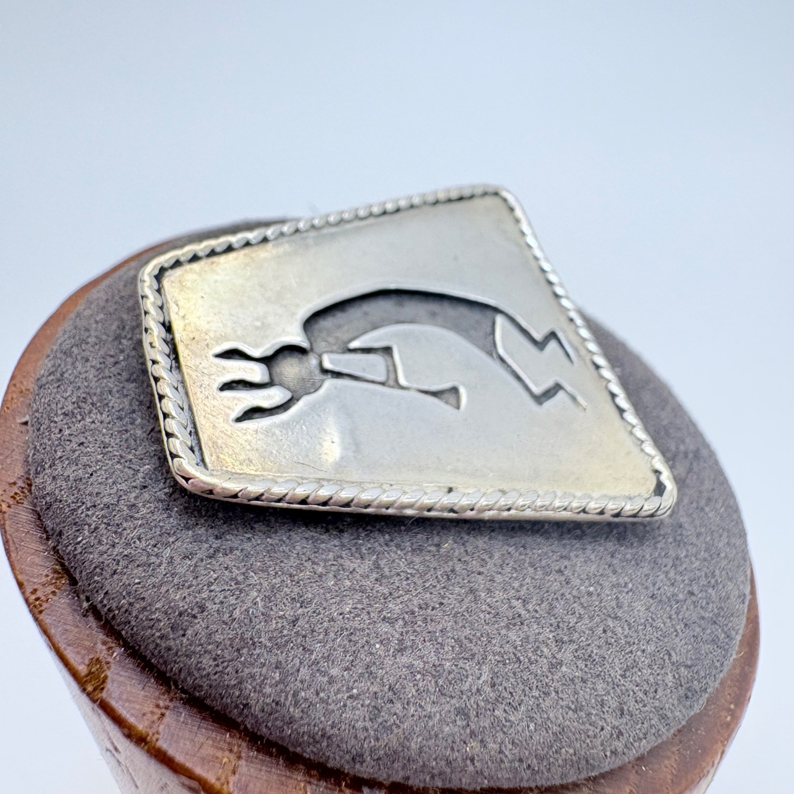 Kokopelli Trapezoid Brooch VTG Solid Sterling Silver 925 Size 1″ Length