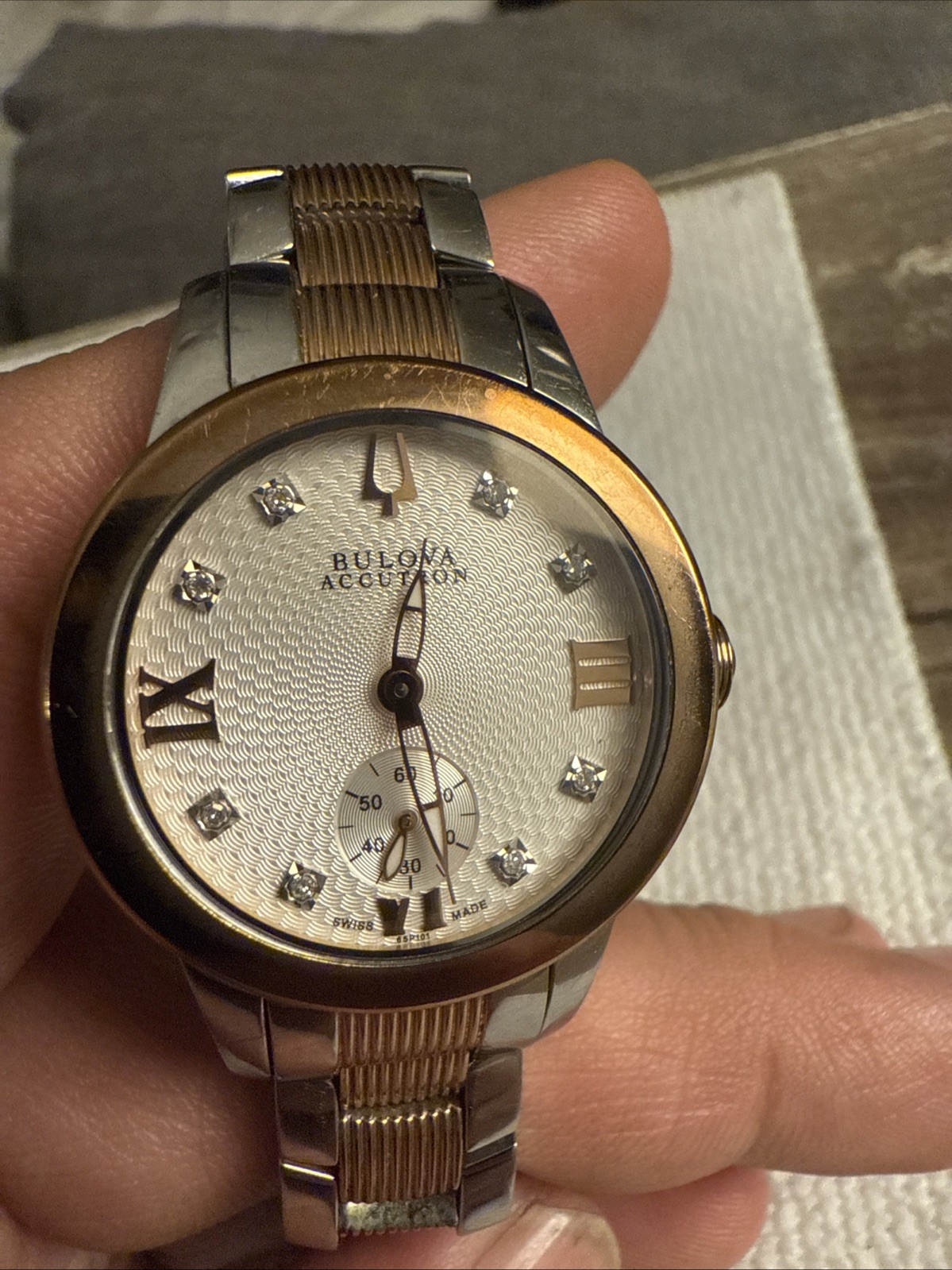 Swiss Made Bulova Accutron 65P100 Masella Diamond Accented Two-Tone Ladies Watch